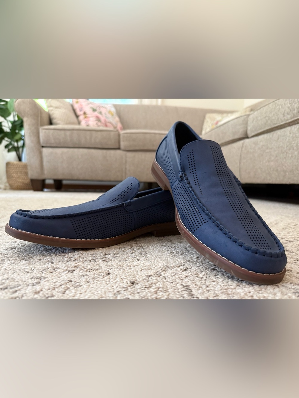 Van Heusen Memory Foam Navy Slip-Ons Sz 10M